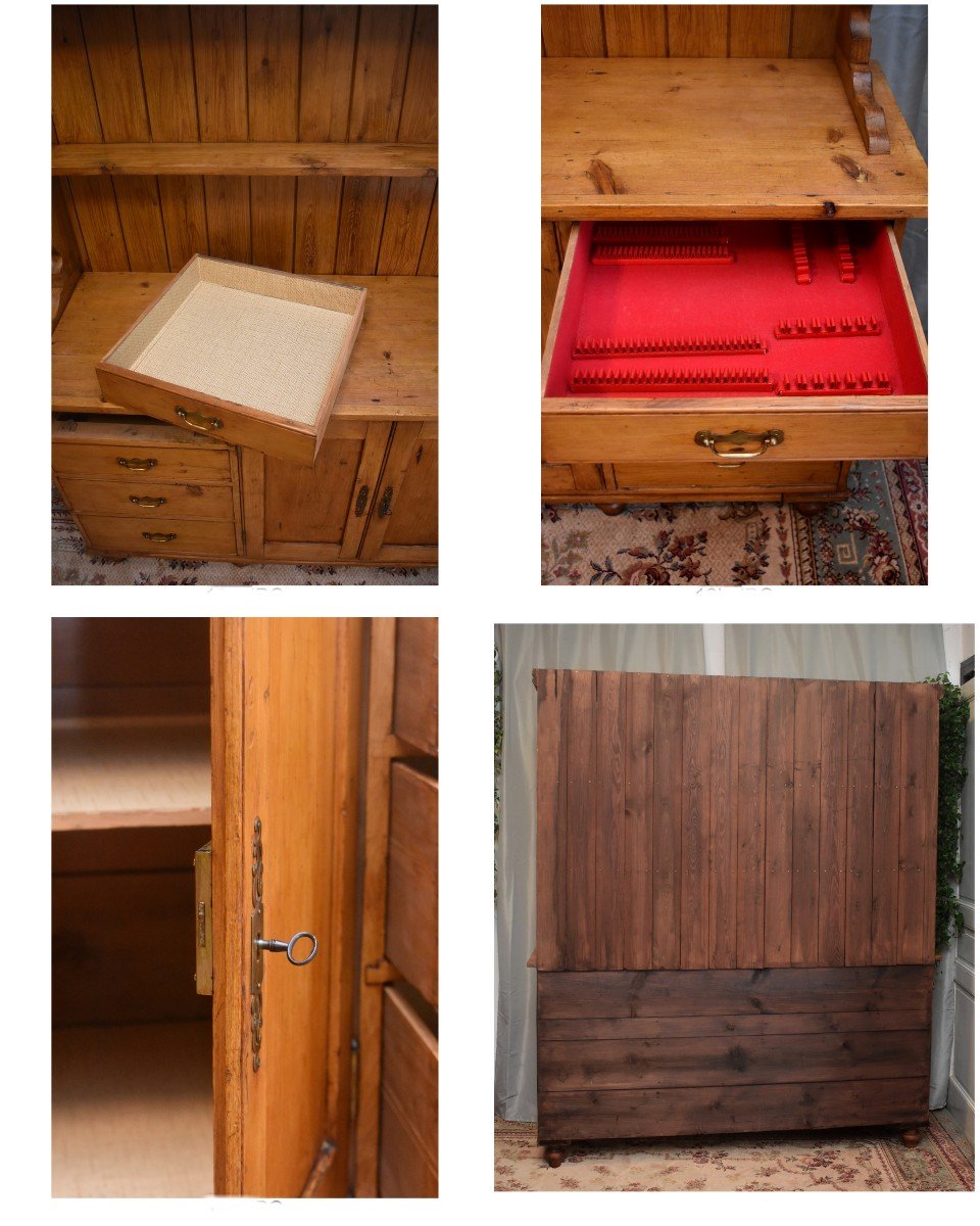 English Dresser Buffet In Solid Pine, England Circa 1900, Kitchen Buffet-photo-7