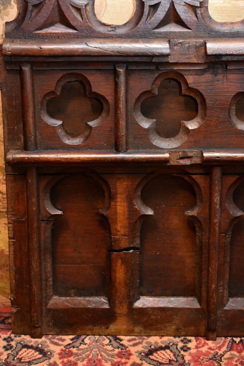 Large Gothic Style Woodwork Element, Door Top, Decorative Element, Oak, XIX E-photo-2