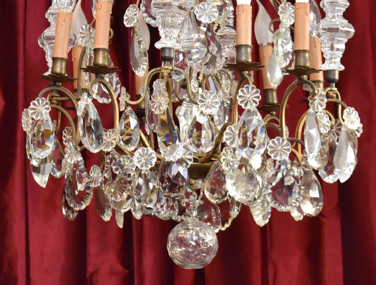 Dagger Cage Chandelier, Bronze And Crystal, Eight Lights, Napoleon III Period, XIX-photo-1