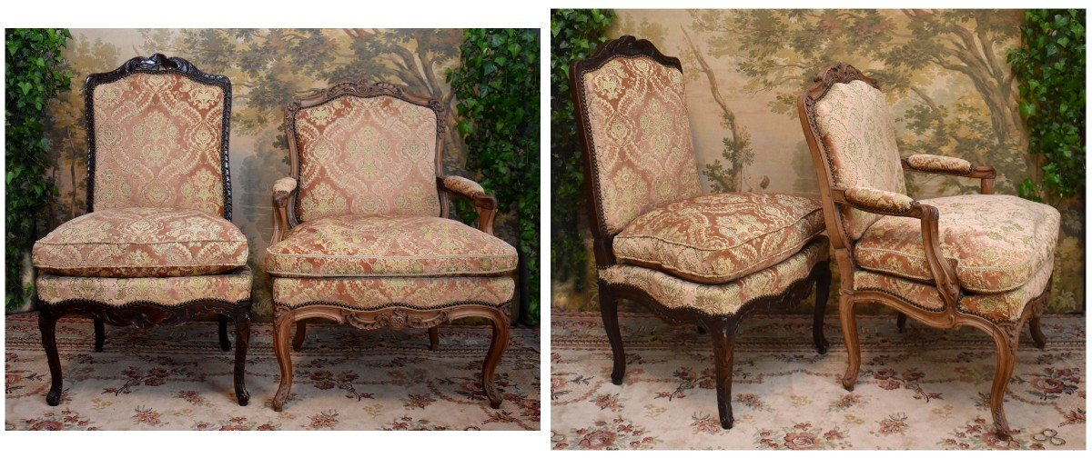 Pair Of Chairs Say "à La Reine" Louis XV Period, XVIII Eme, High Back Chairs 1730-1740-photo-7