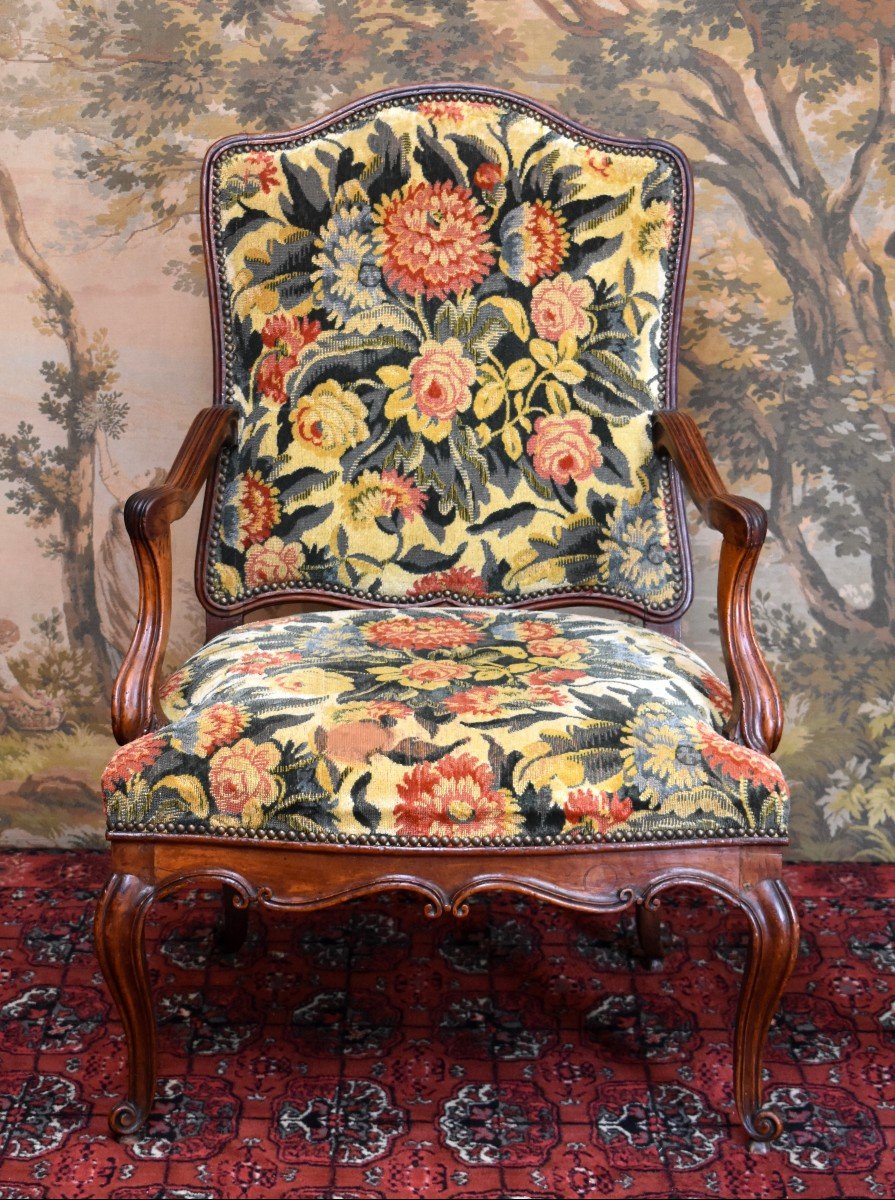 Large Fauteuil à Haut Dossier De Style Régence, Epoque Fin XVIII Eme / Début XIX Eme-photo-2