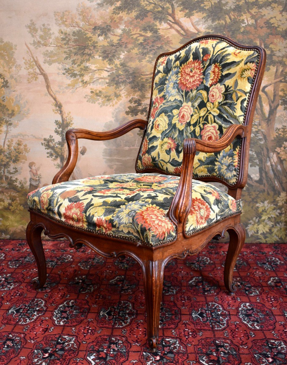 Large Fauteuil à Haut Dossier De Style Régence, Epoque Fin XVIII Eme / Début XIX Eme-photo-3