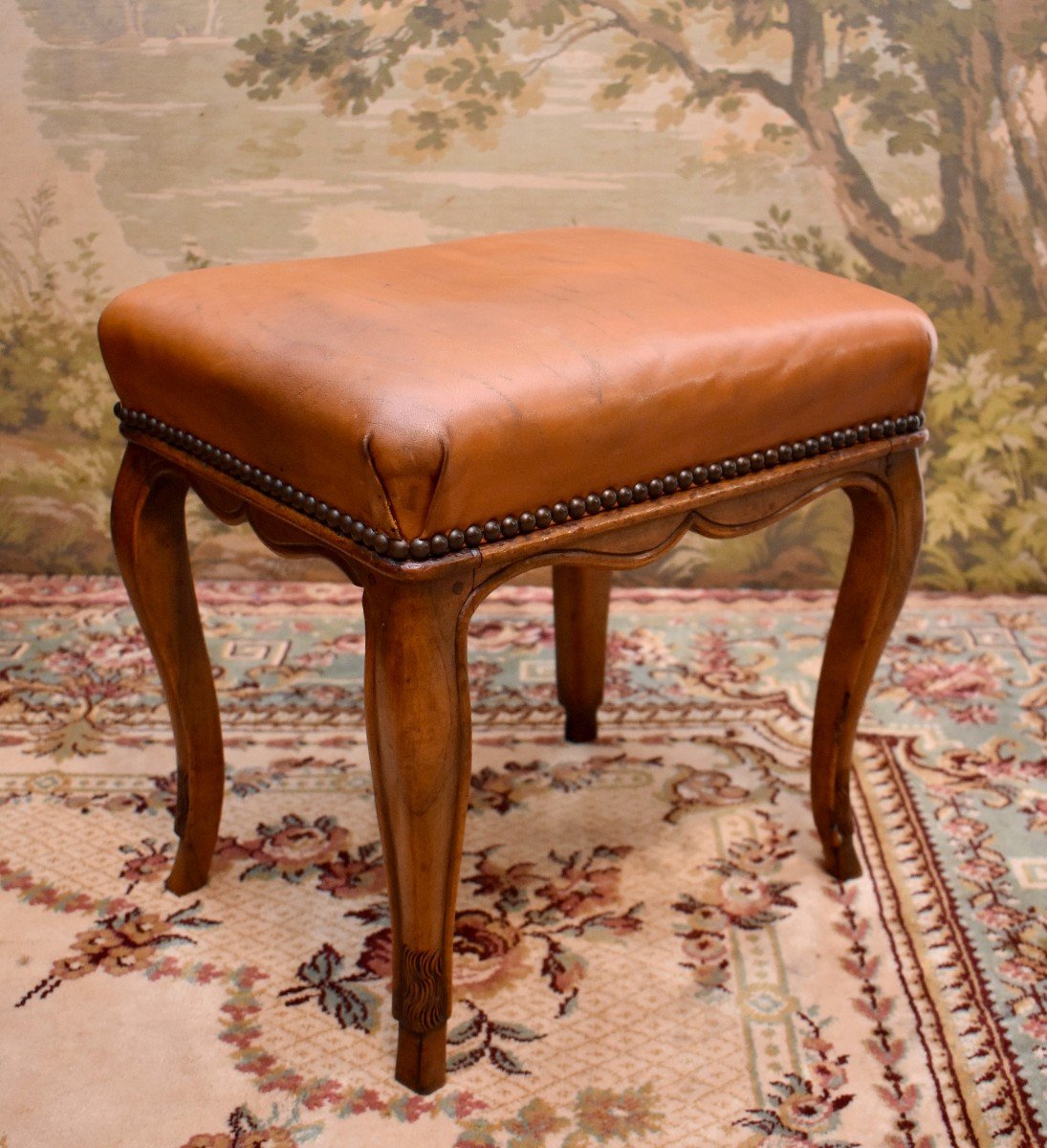 Regency Style Stool, Leather Top, Footrest, XX Eme-photo-2