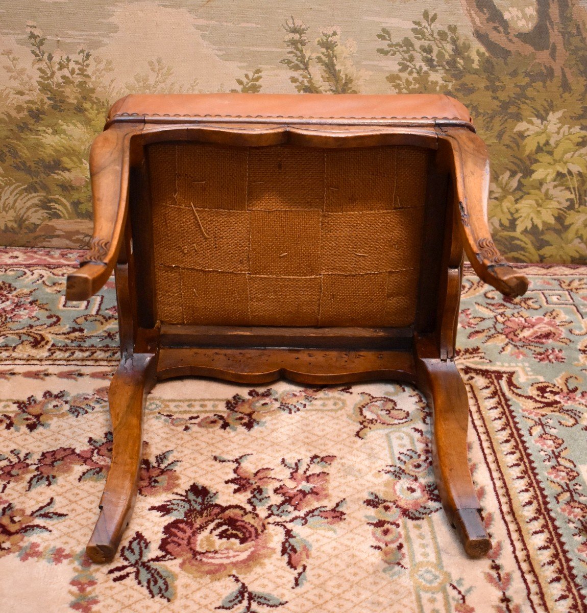 Regency Style Stool, Leather Top, Footrest, XX Eme-photo-5