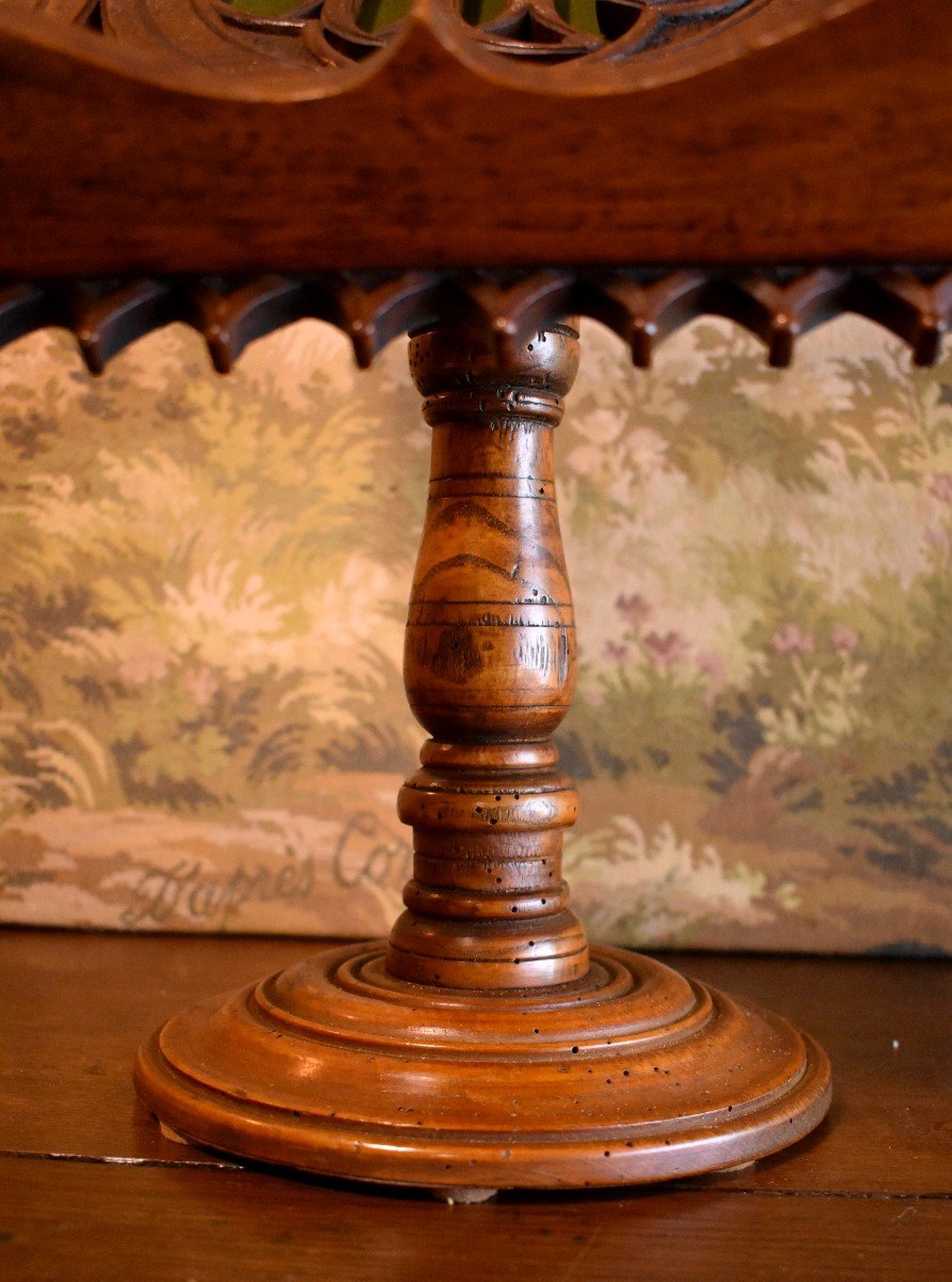 Gothic Style Reading Desk In Carved Wood, Ihs Christogram, XIX Eme Period-photo-7