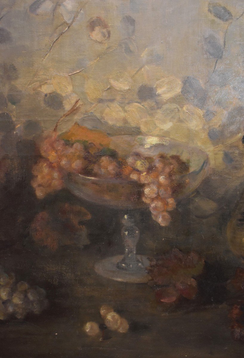 S. Gregory, 1914, Huge Still Life With Autumn Fruits, English School, Large Oil On Canvas-photo-4