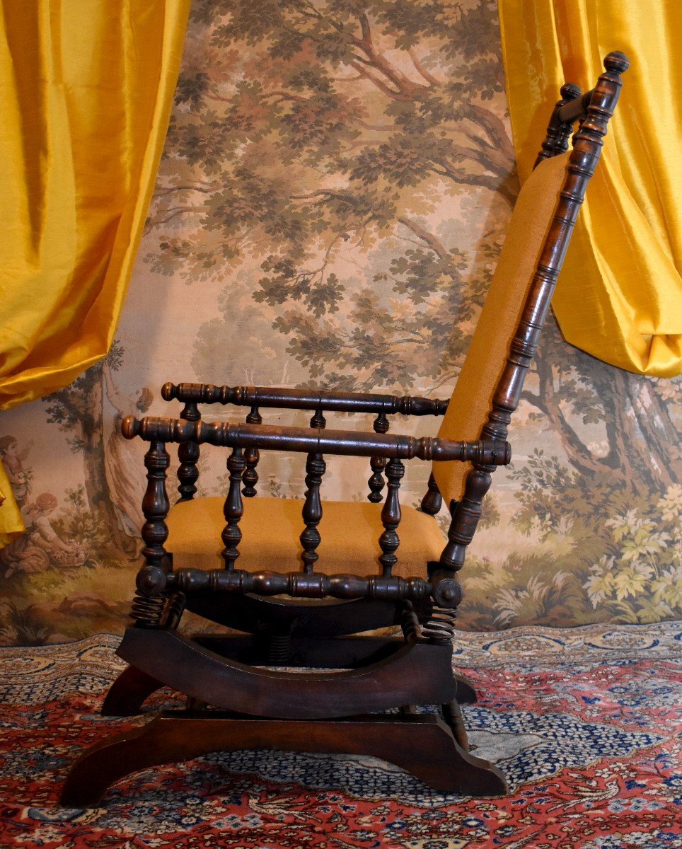 Napoleon III Period Rocking Chair, Spring System, Rocking Chair, 19th Century-photo-2