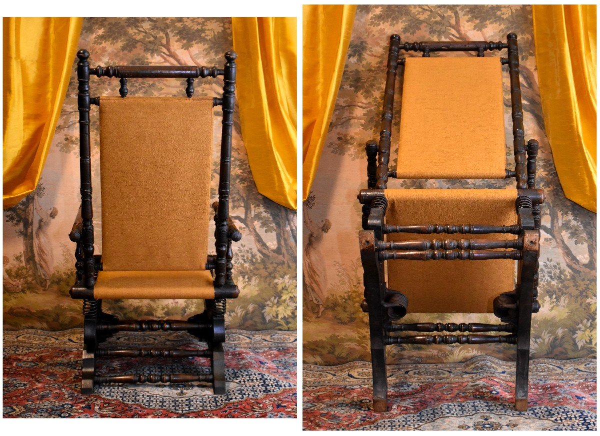 Napoleon III Period Rocking Chair, Spring System, Rocking Chair, 19th Century-photo-4