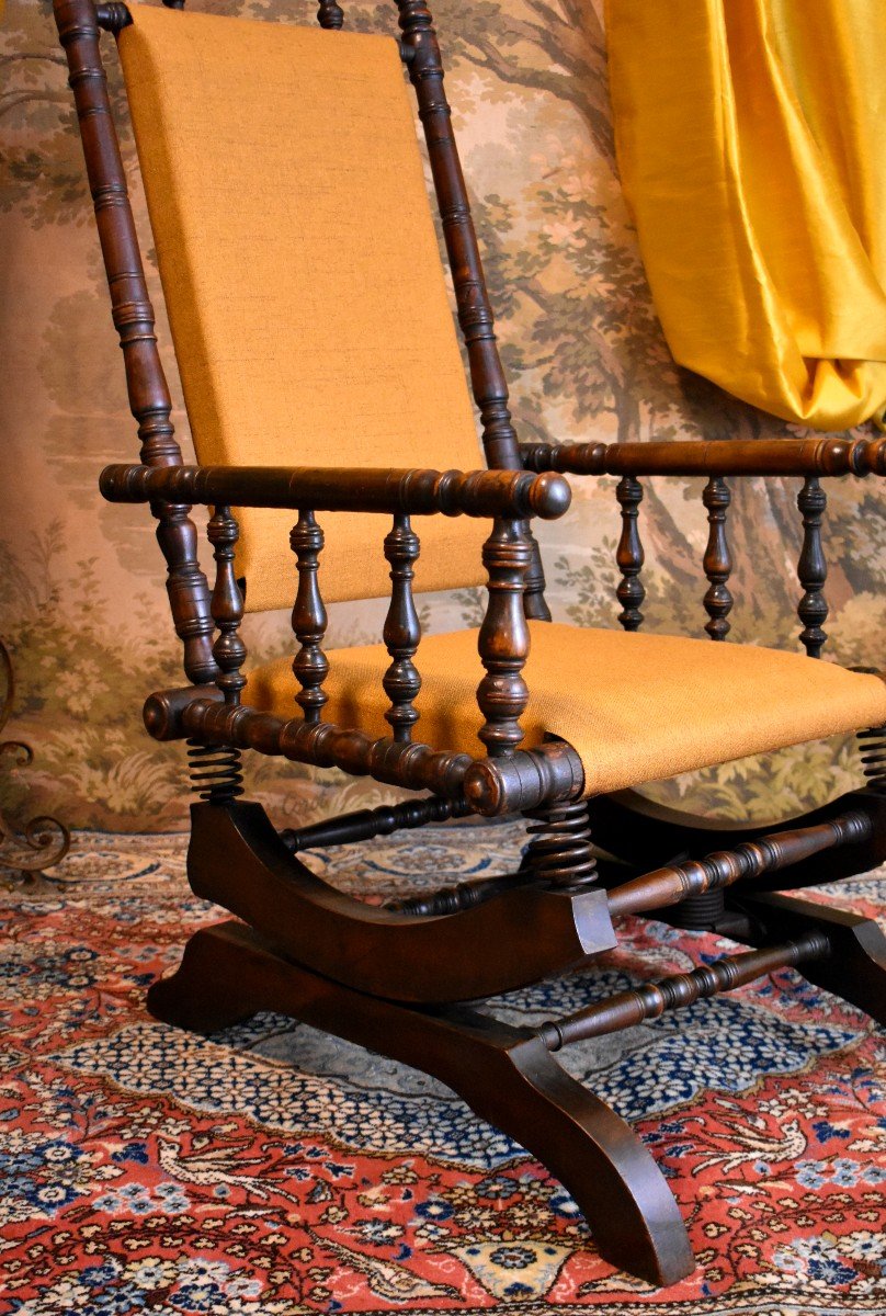 Napoleon III Period Rocking Chair, Spring System, Rocking Chair, 19th Century-photo-6
