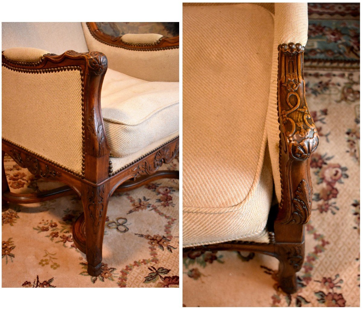 Winged Armchair Called "confessional" Regency Style, 19th Century-photo-7