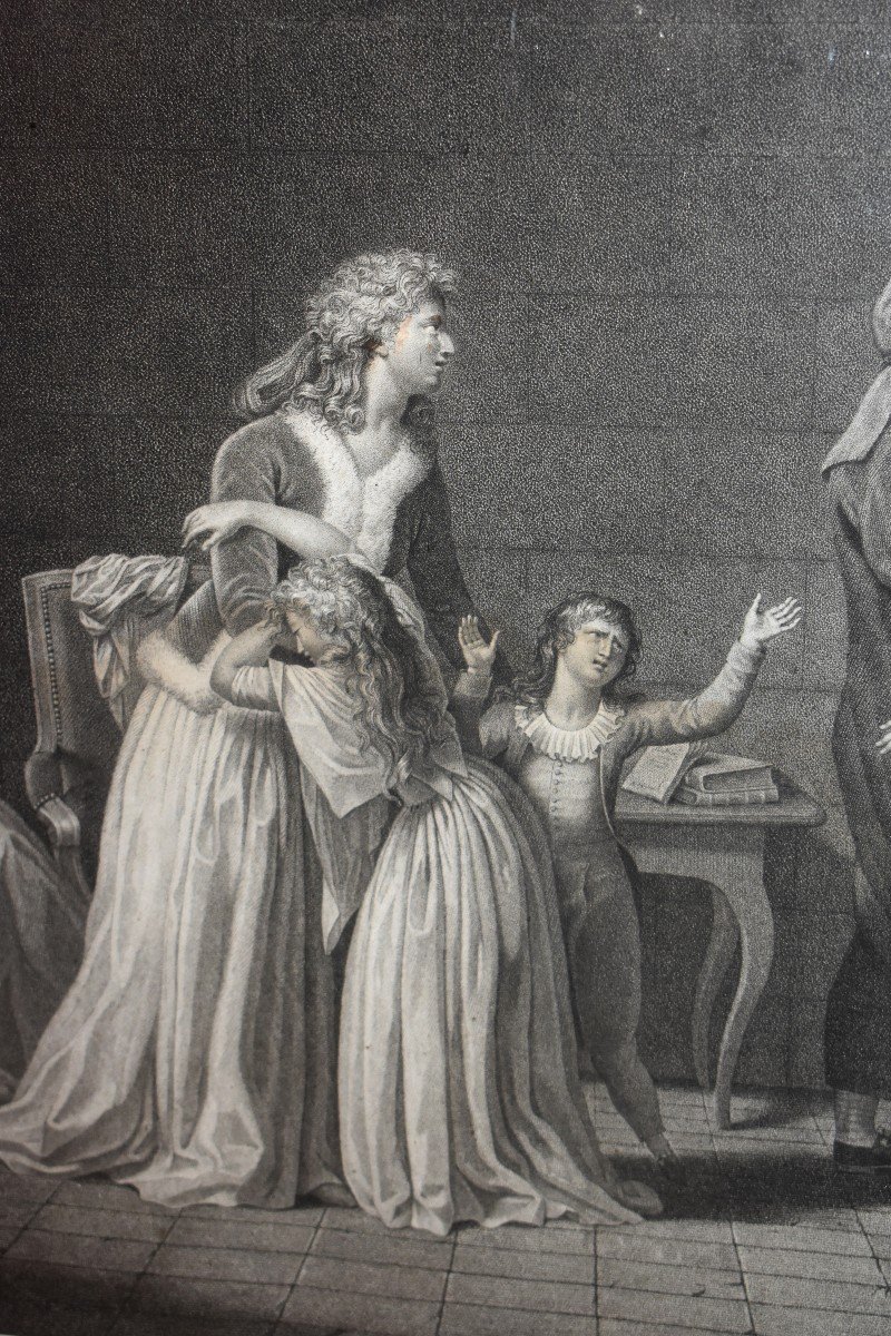 Separation Of Louis XVI And His Family At The Temple Tower, Engraving Framed Under Glass -photo-4