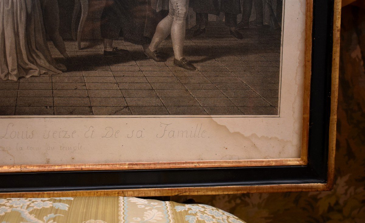 Separation Of Louis XVI And His Family At The Temple Tower, Engraving Framed Under Glass -photo-5