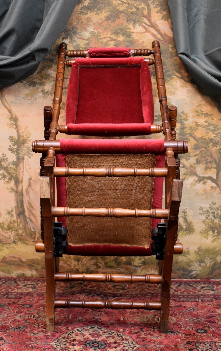 Rocking Chair In Natural Wood, Spring System, Early 20th Century-photo-7