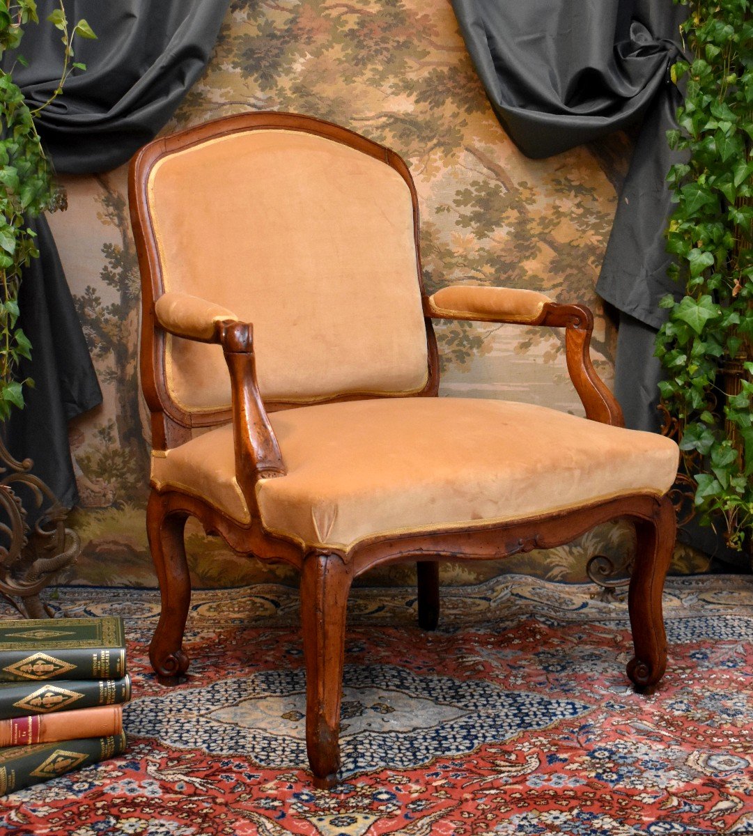 Large Regency / Louis XV  Armchair With Flat Back, Early 18th Century