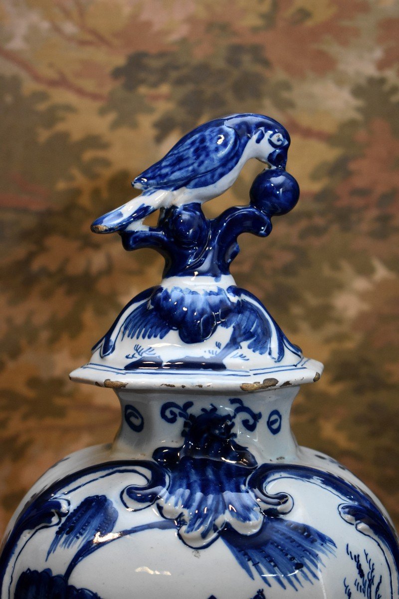 Delft, Covered Pot With Japanese Decor, La Griffe De Porcelaine Manufacture, Circa 1800-photo-3