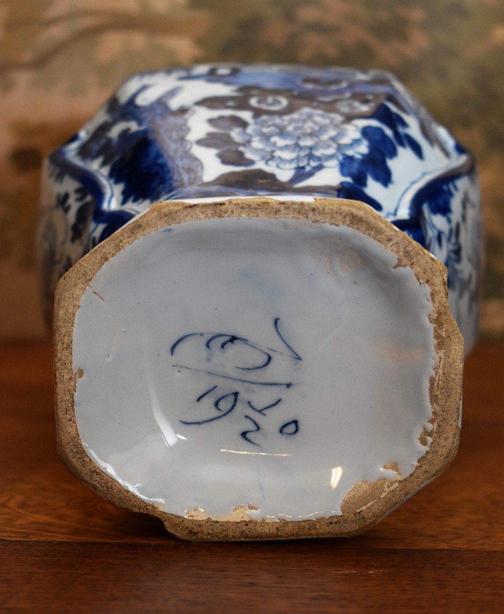 Delft, Covered Pot With Japanese Decor, La Griffe De Porcelaine Manufacture, Circa 1800-photo-6