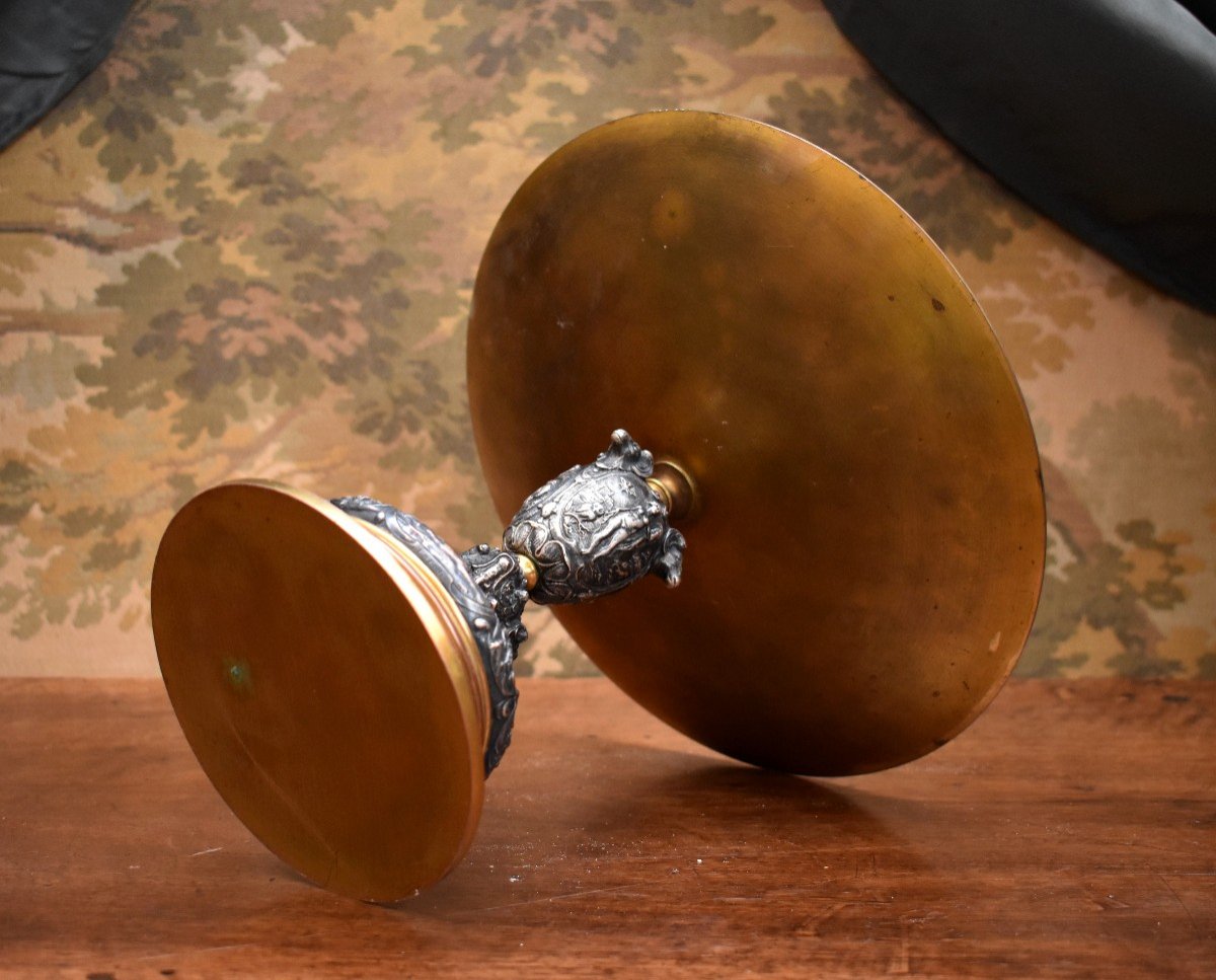 Cup On Foot, Empty Pocket With Mythological Scene Decor, Bronze, Brass And Copper, 19th Century-photo-8