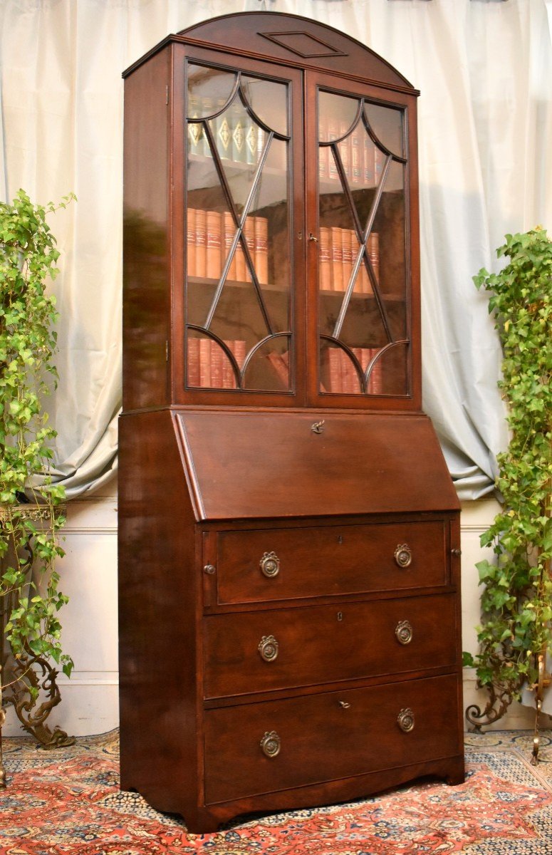 English Scriban, Library Desk, Secretary In Mahogany And Mahogany Veneer, Circa 1820-photo-3