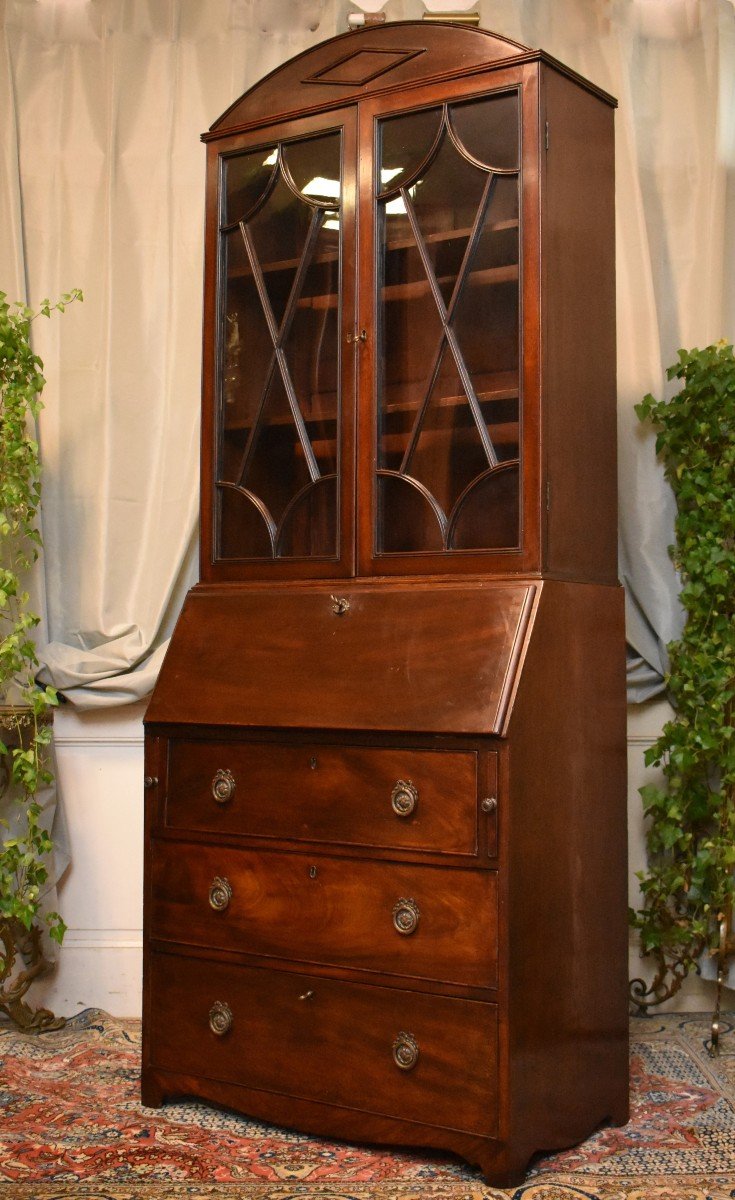 English Scriban, Library Desk, Secretary In Mahogany And Mahogany Veneer, Circa 1820-photo-4