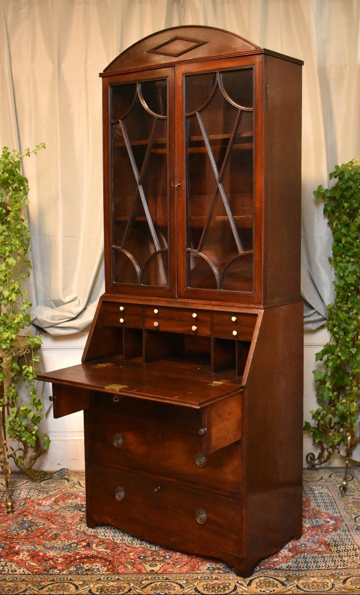 English Scriban, Library Desk, Secretary In Mahogany And Mahogany Veneer, Circa 1820-photo-1