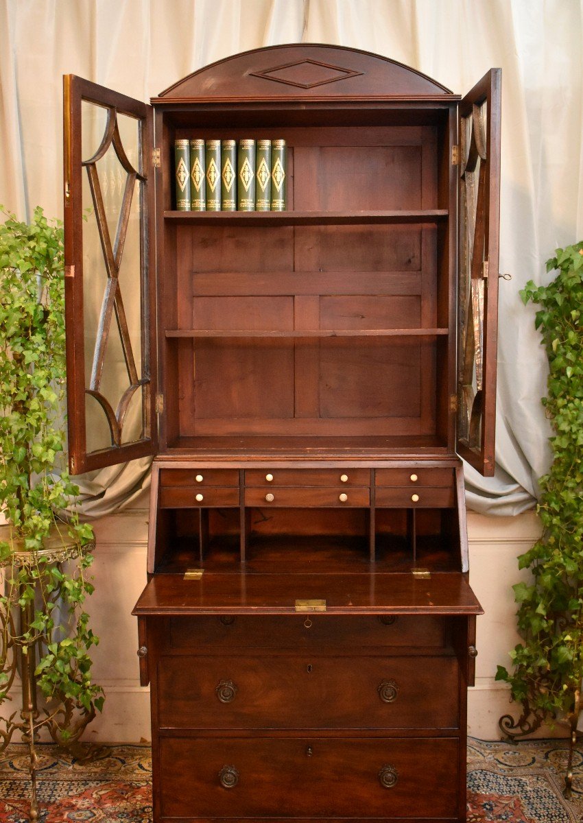 English Scriban, Library Desk, Secretary In Mahogany And Mahogany Veneer, Circa 1820-photo-4