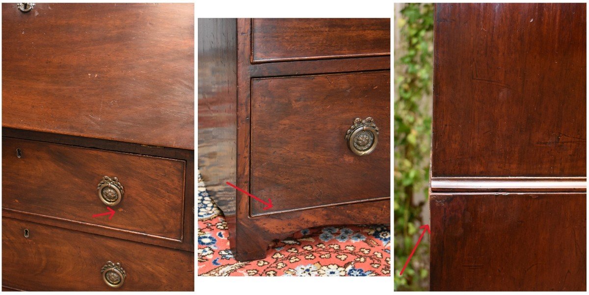 English Scriban, Library Desk, Secretary In Mahogany And Mahogany Veneer, Circa 1820-photo-8