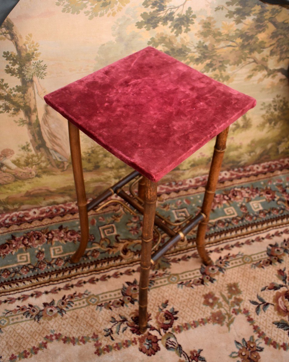 Bamboo Wood Stool With Japanese Decor, Napoleon III Period-photo-3