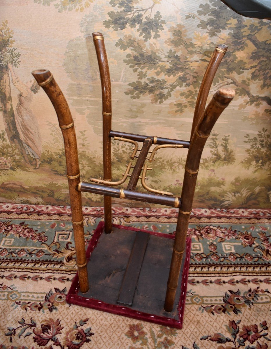 Bamboo Wood Stool With Japanese Decor, Napoleon III Period-photo-6