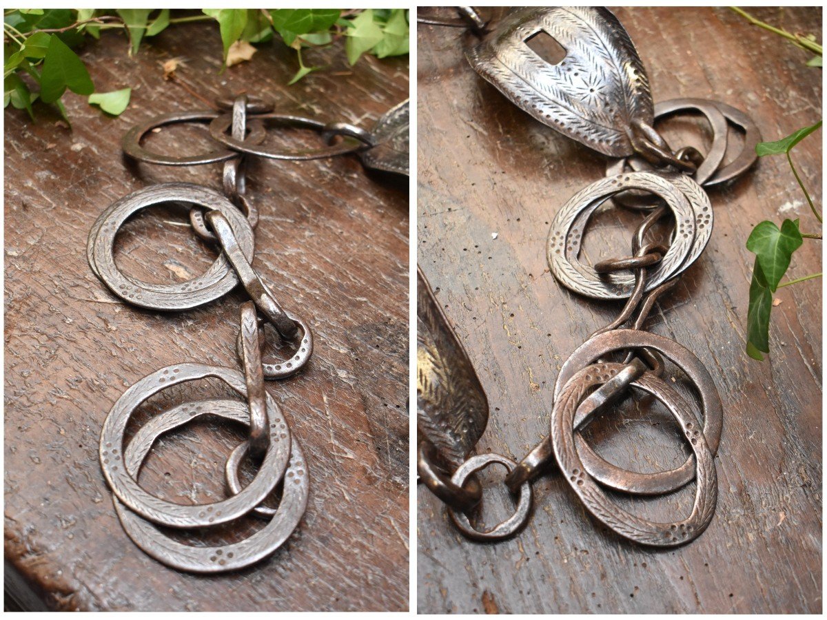 Alpine Collar Making Bell, Wrought And Chiseled Iron, Aubrac Region, 19th Century Popular Art-photo-4