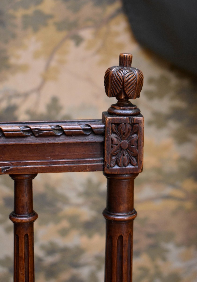 Louis XVI Style Chair In Walnut, Velvet Fabric, Mid 19th Century-photo-6