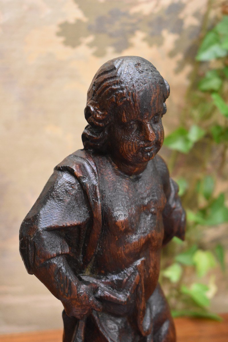 Carved Wooden Putto, Angel, Puy En Velay Region, Early 18th Century-photo-6