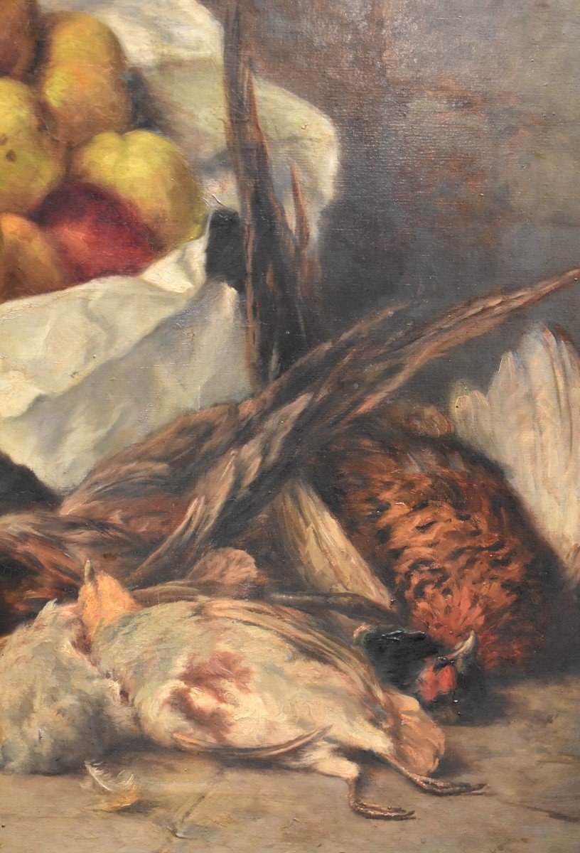 Eug&egrave;ne Claude ( 1841-1923), Nature Morte Aux Faisans Et Aux Pommes, Sc&egrave;ne d&#039;Automne-photo-4