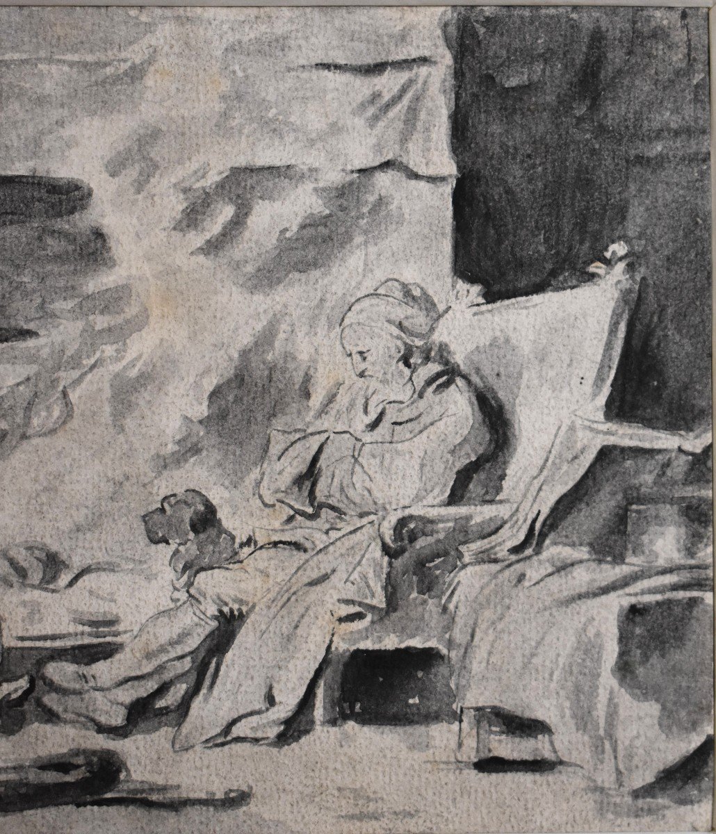 "childbirth", Ink And Wash Drawing, 19th Century-photo-4