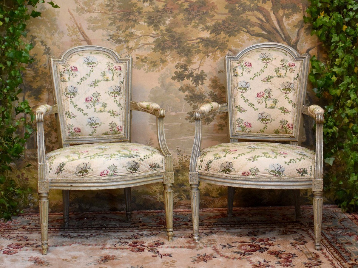 Two Louis XVI Cabriolet Armchairs, One Stamped Jullienne, Circa 1775 - 1780-photo-3