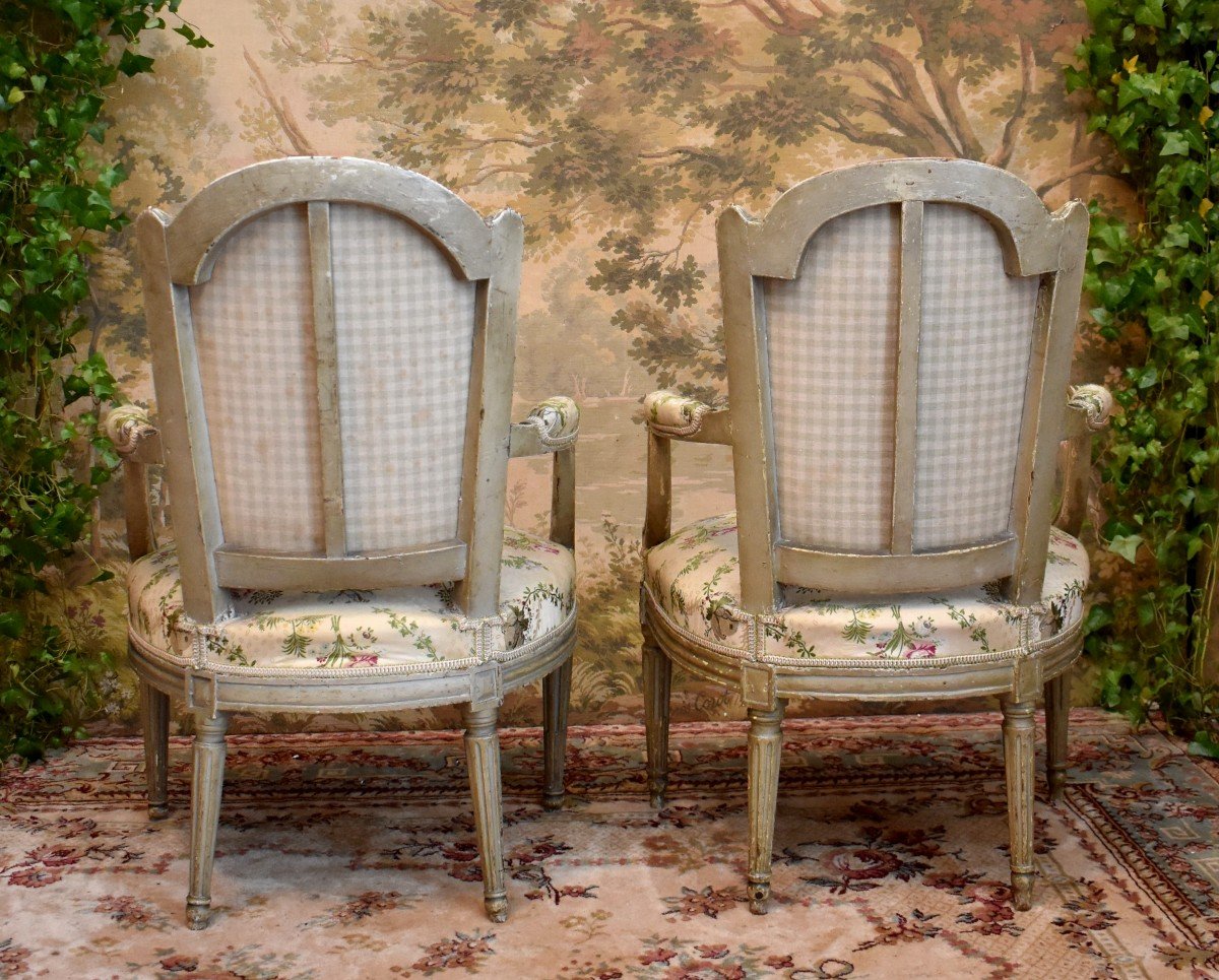 Two Louis XVI Cabriolet Armchairs, One Stamped Jullienne, Circa 1775 - 1780-photo-3