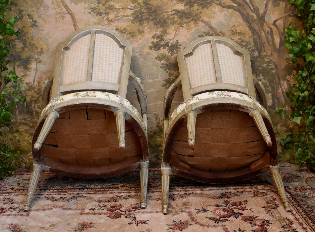 Deux Fauteuils Cabriolets d'époque Louis XVI, l'Un Estampillé Jullienne, Vers 1775-photo-4