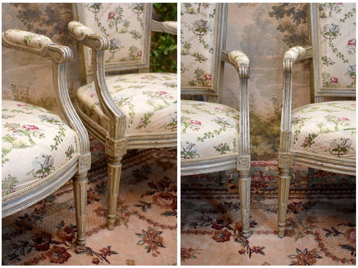 Two Louis XVI Cabriolet Armchairs, One Stamped Jullienne, Circa 1775 - 1780-photo-5