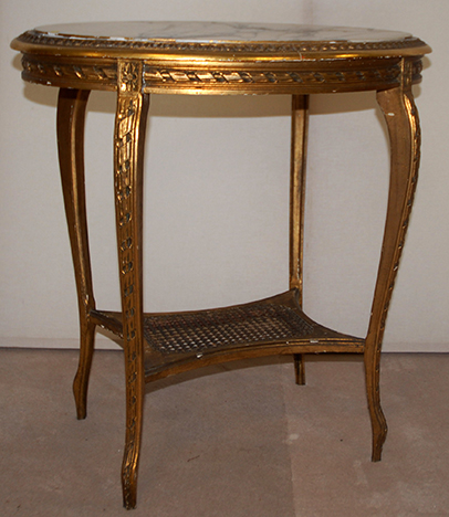 Pedestal In Golden Wood, Middle Table, Marble Top 1900-photo-2