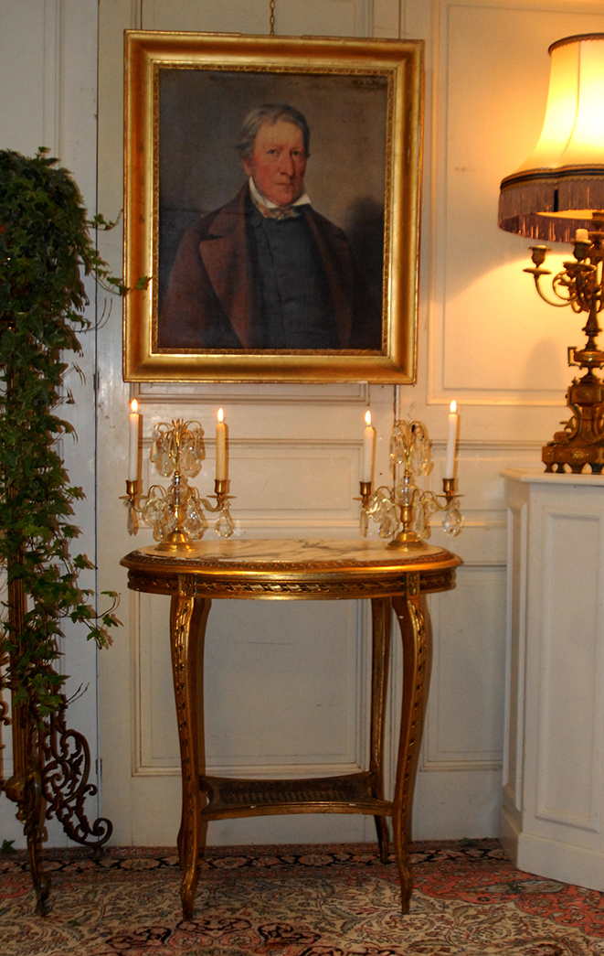 Pedestal In Golden Wood, Middle Table, Marble Top 1900-photo-2