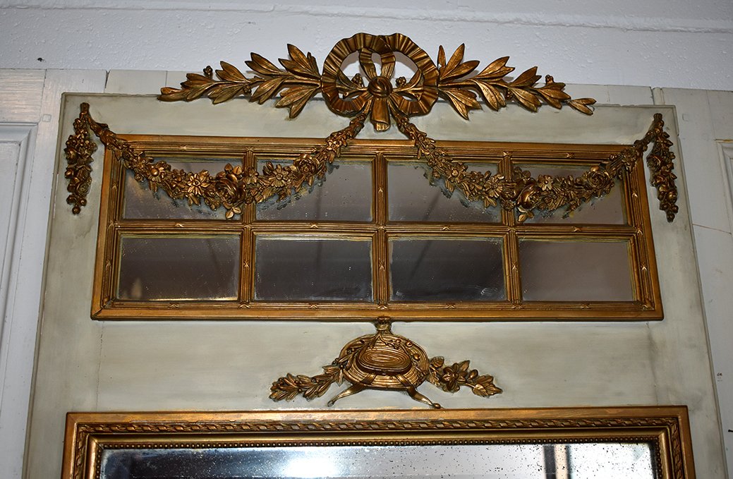 Louis XVI Style Mirror, Trumeau, Lacquered Wood-photo-7