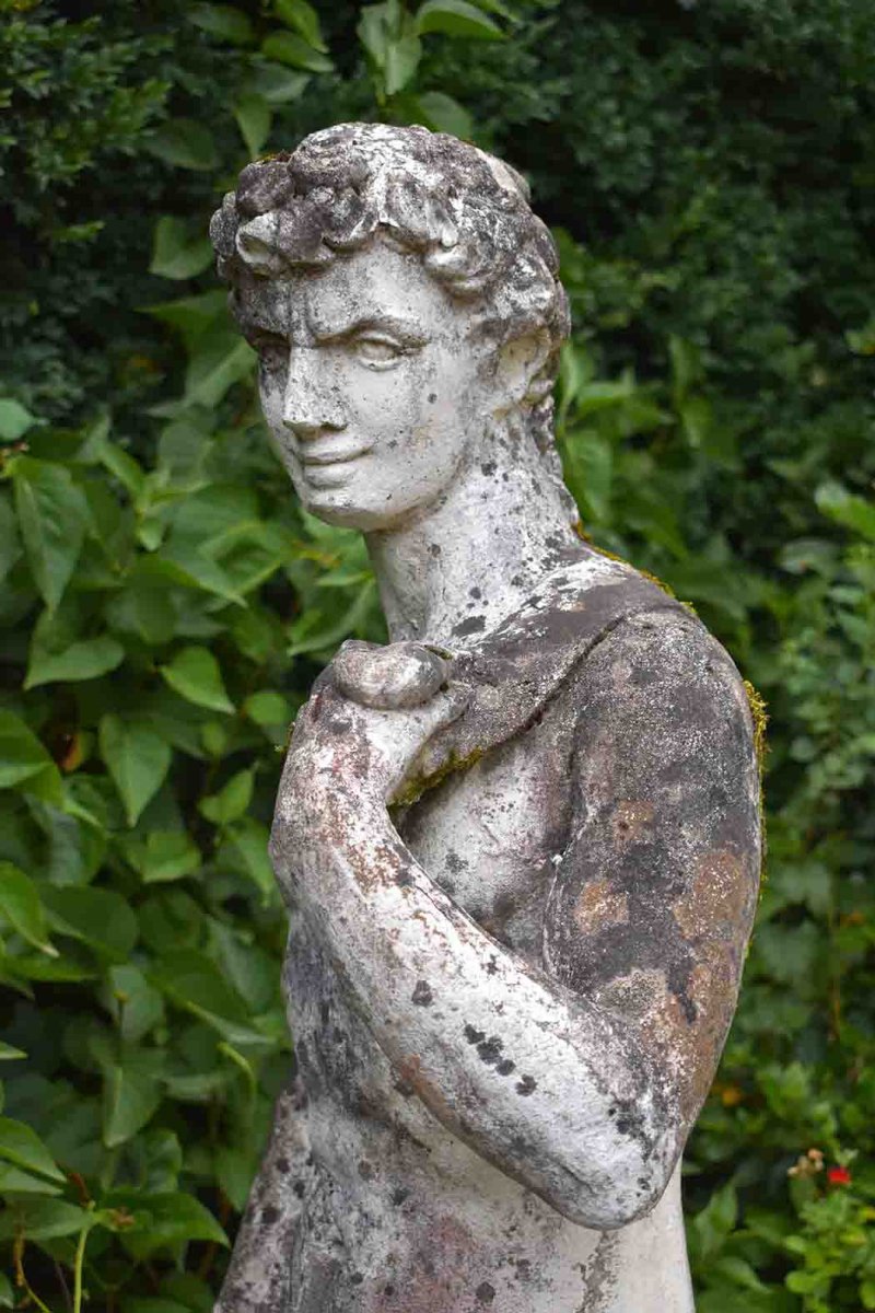 Proantic: Grande Statue De Jardin En Pierre Reconstituée, Homme