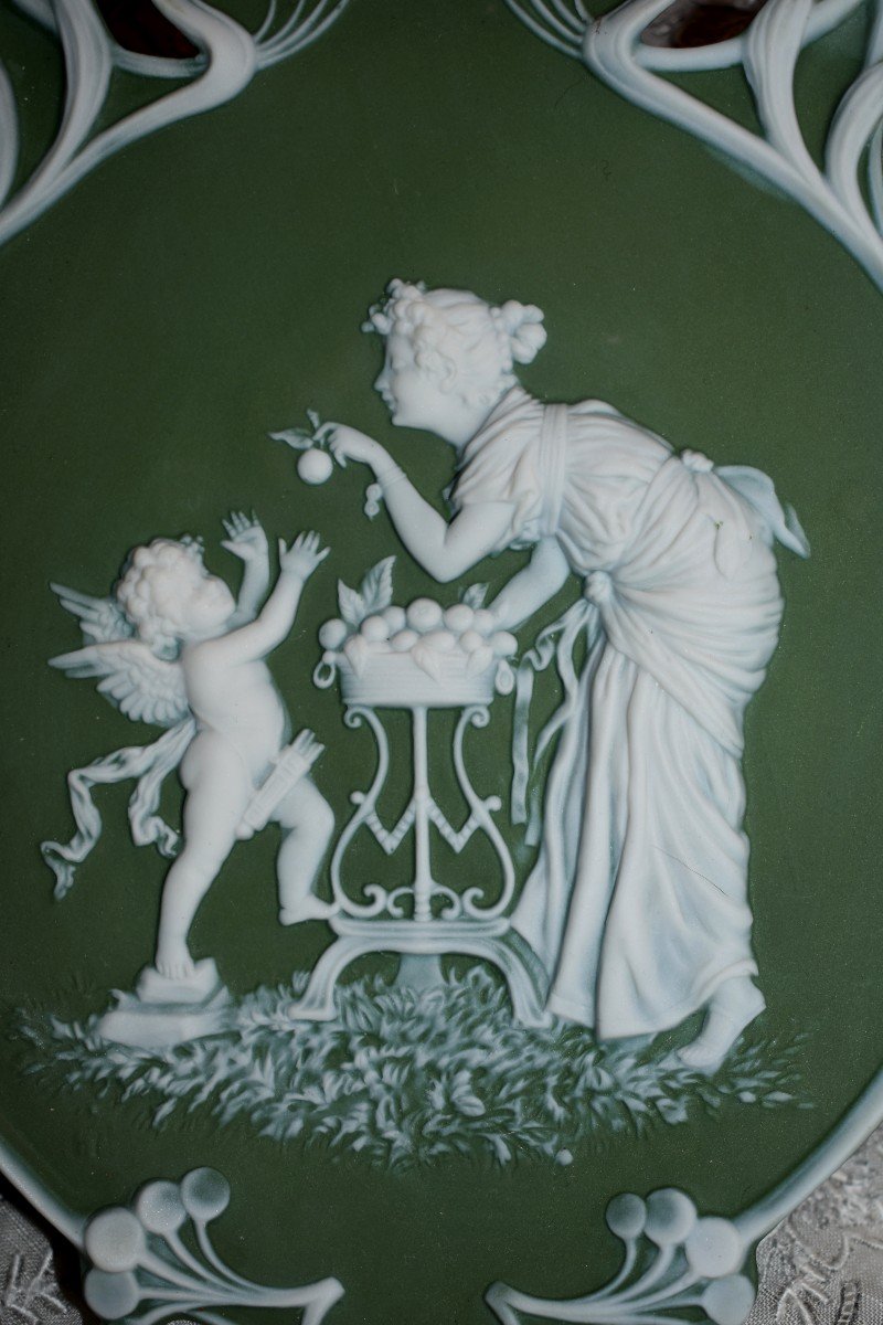 Art Nouveau Decorative Plate In The Taste Of Wedgwood, Antique Decor Scene, Circa 1900-photo-6