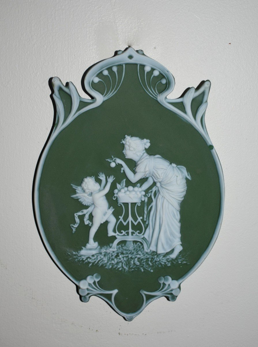 Art Nouveau Decorative Plate In The Taste Of Wedgwood, Antique Decor Scene, Circa 1900-photo-8