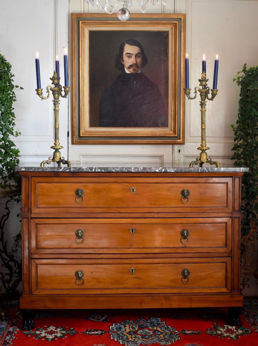 Consulate Period Commode, Lion's Paw Feet, Marble Top, Circa 1800