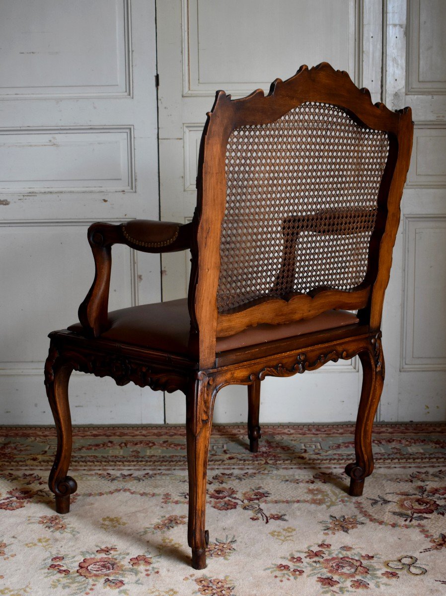 From  The Condé Museum Model, Large Cane Armchair In Louis XV Style, Office Armchair-photo-1