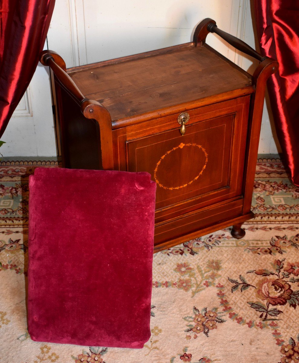 Bench Forming A Chest, English Bed End, Mahogany And Flower Marquetry, England Circa 1900-photo-8