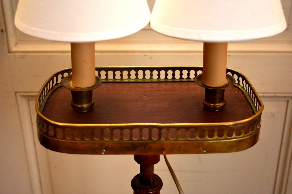 Pedestal Door - Light, Floor Lamp, Louis XVI Style Side Table, Mahogany And Brass-photo-1