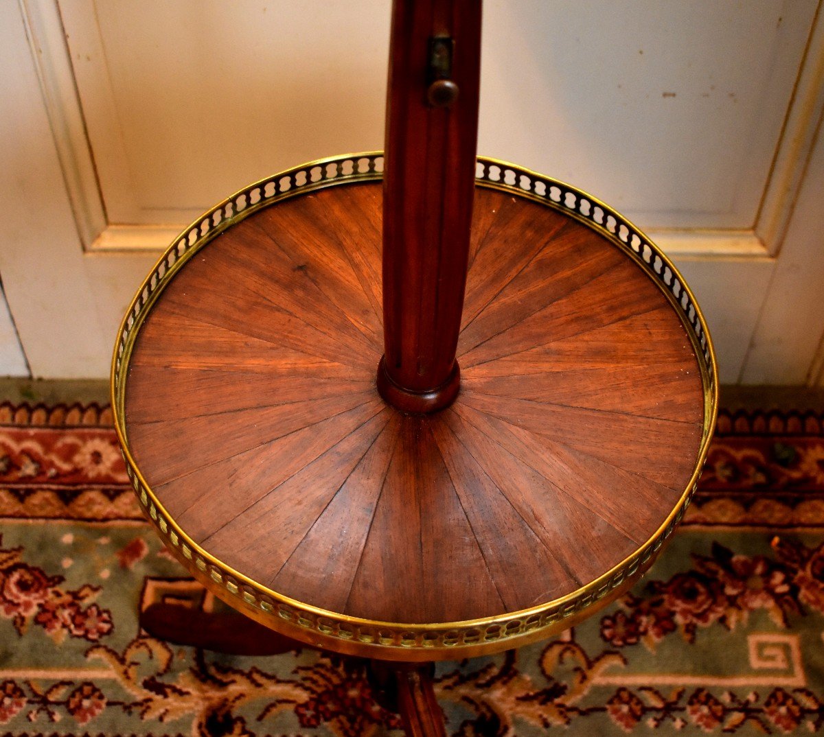 Pedestal Door - Light, Floor Lamp, Louis XVI Style Side Table, Mahogany And Brass-photo-2