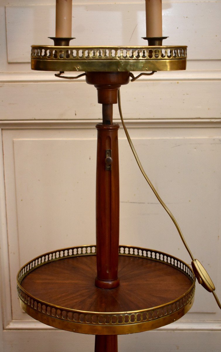 Pedestal Door - Light, Floor Lamp, Louis XVI Style Side Table, Mahogany And Brass-photo-3