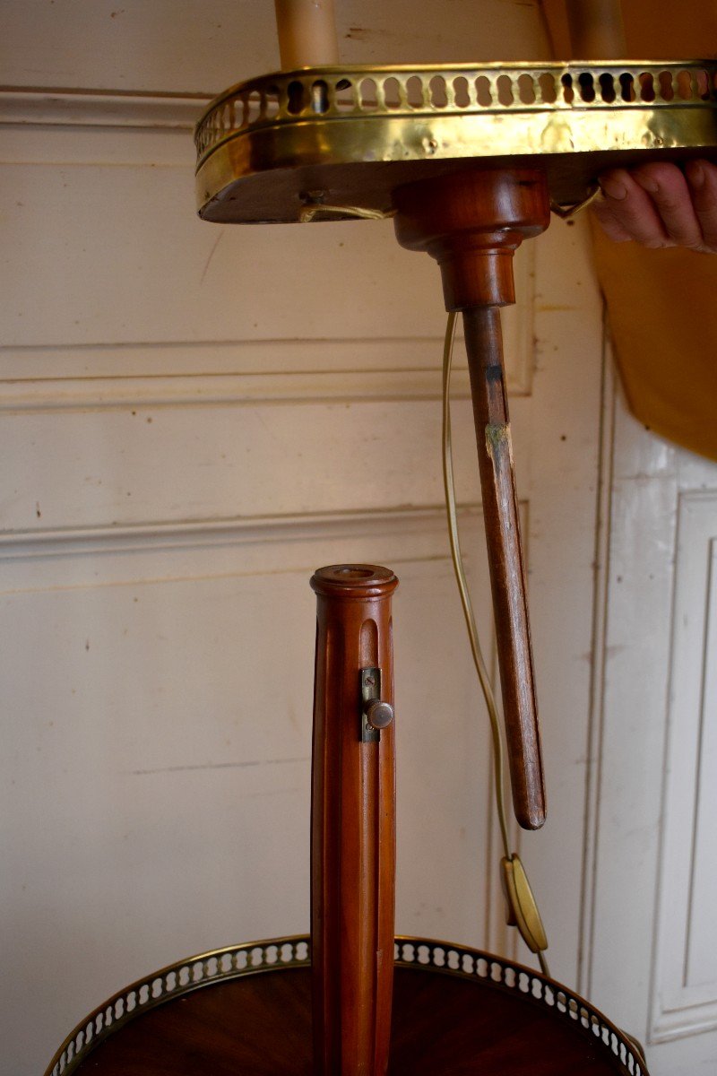 Pedestal Door - Light, Floor Lamp, Louis XVI Style Side Table, Mahogany And Brass-photo-5